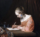  Woman writing a letter [detail] / Gerard ter Borch. - ca. 1655. - Photograph of original painting.